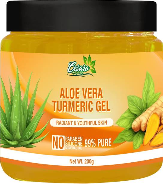 Cesaro Organics Aloe Turmeric Gel with Aloe Vera, Turmeric & Vitamin A, B, D, E for Skin & Hair