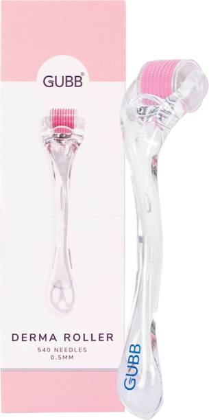 GUBB Derma Roller 0.5mm For Hair Regrowth, Face Acne Scars & Skin Ageing | 540 Micro Needles Roller - Transparent Pink