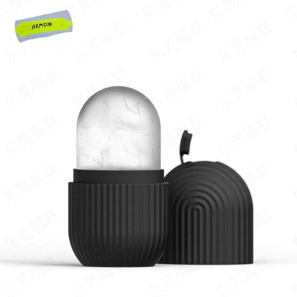 Etszaz Ice Roller For Face & Eyes, Reusable Massage Silicone Beauty Tool (Black)