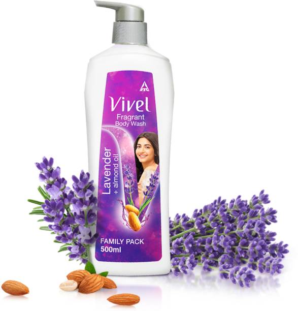 Vivel Fragrant Body Wash, Lavender & Almond Oil Shower Gel, Pump Bottle, Smooth Skin