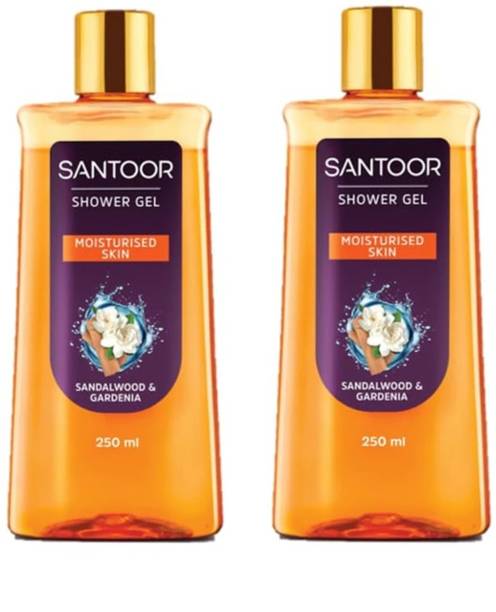 Santoor Shower gel 250ml Each = sandalwood & Gardenia Set Of 2)