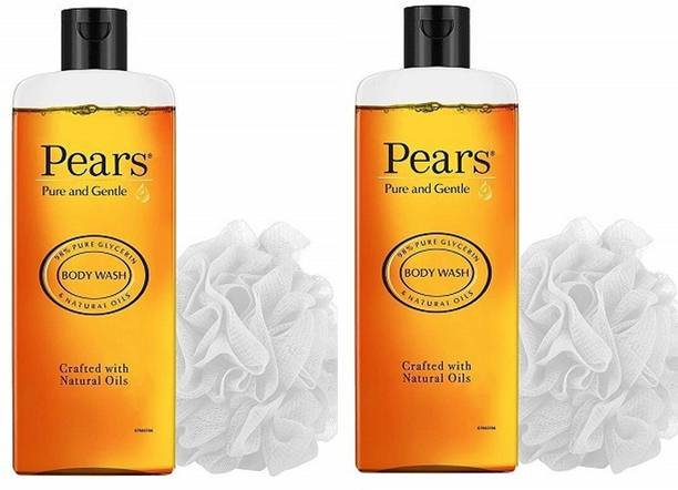 Pears 2]PURE AND GENTLE BODY WASH LOOFAH COMBO 250ML [PACK OF 2]