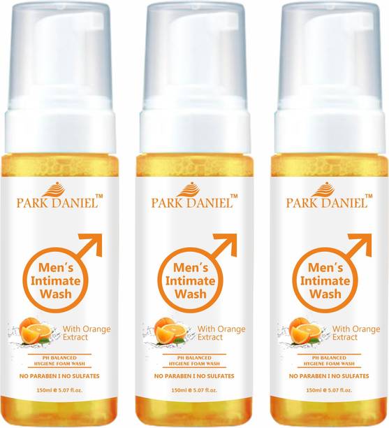 PARK DANIEL Men's Intimate Wash Maintain Ph Balance with Orange Extract Pack of 3 of 150ML