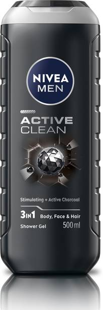 Nivea Men Active Clean Body Wash for Body, Face & Hair, Active Charcoal Cleanser for Men