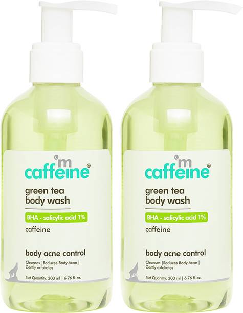 mCaffeine Green Tea Body Wash Salicylic Acid 1%| Body Acne Control, Gently Exfoliates