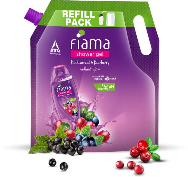 FIAMA Body Wash Shower Gel Blackcurrant & Bearberry Value Pouch, For Moisturized Skin