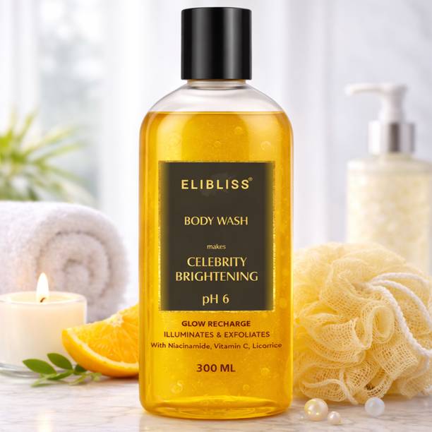 ELIBLISS Celebrity Brightening Body Wash with Niacinamide, Vitamin C for Glowing Skin