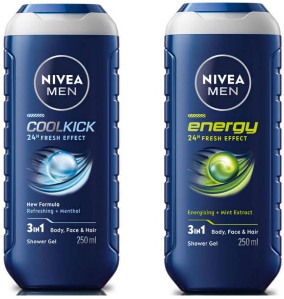 NIVEA Cool Kick 250ml & Energy 250ml Shower gel Set of 2