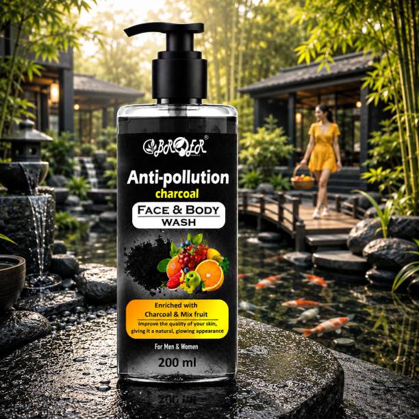 BROER Activated Charcoal Face Body Wash for Fresh Clean Healthy Looking Skin Everyday