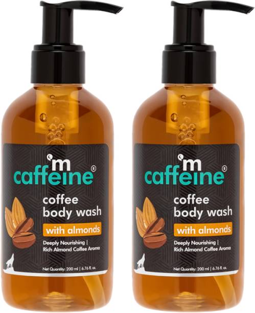mCaffeine Coffee Almond Body Wash for D Tan & Glowing Skin Refreshing Fragrance Pack of 2
