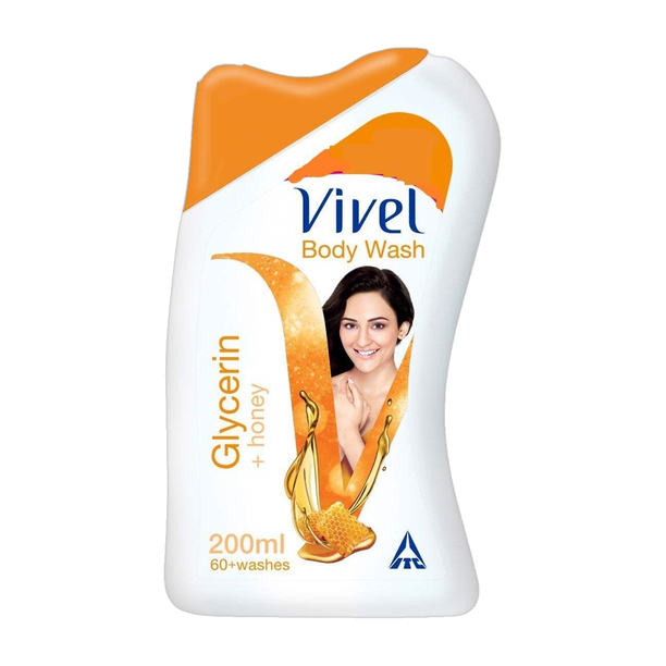 विवेल बॉडी वॉश ग्लिसरीन एंड हनी, 200ml विथ फ्री लूफा