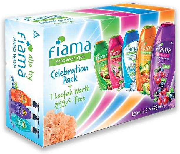 FIAMA Celebration pack, with 5 unique showergels, with skin conditioners