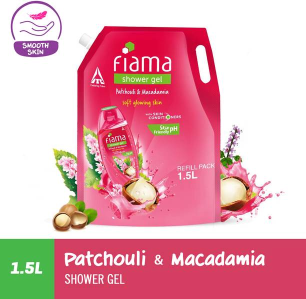फिअमा Body Wash Shower Gel Patchouli & Macadamia Value Pouch, For Moisturized Skin