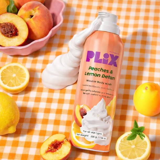 The Plant Fix Plix Peaches & Lemon De-Tan Mousse Body Wash | Brightening & Hydrating Body Cleanser