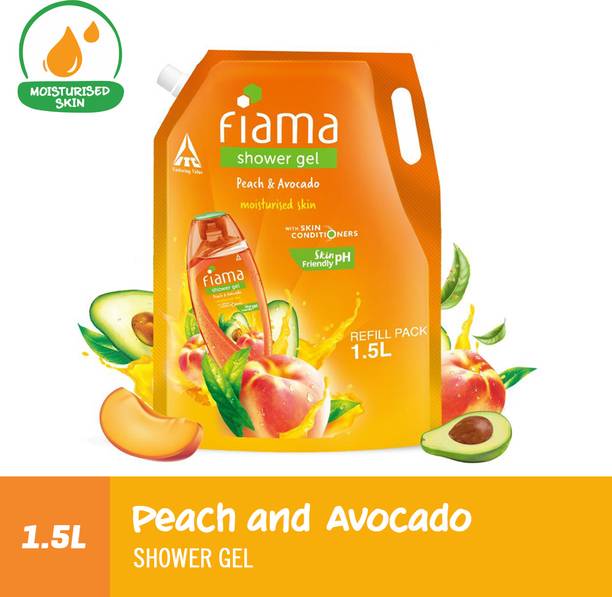 फिअमा Body Wash Shower Gel Peach & Avocado Value Pouch, For Moisturized Skin