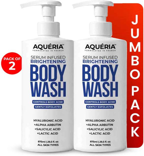 Aqueria 3 in 1 Brightening Body Wash with Hyaluronic Acid & Alpha Arbutin Pack of 2