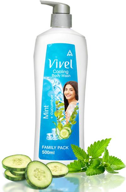 Vivel Cooling Body Wash Mint & Cucumber Shower Gel, Pump Bottle, Moisturized Skin
