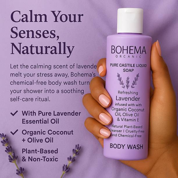 bohema organic Pure Castile Body Wash – Lavender | Natural Plant-Based | Chemical-Free