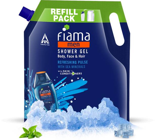 FIAMA Men Body Wash Shower Gel Refreshing Pulse Value Pouch, For Moisturized Skin