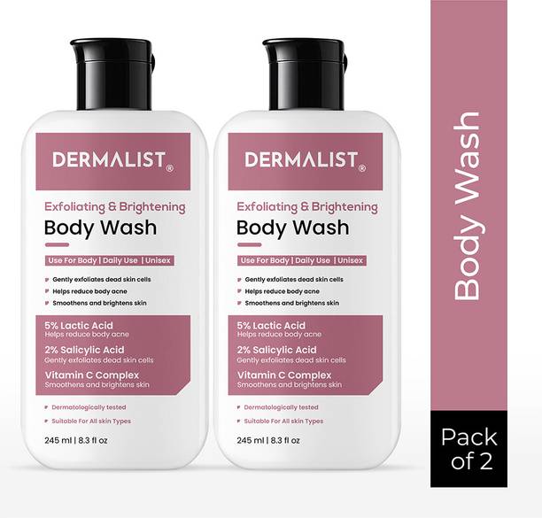 Dermalist Exfoliating Body Wash Lactic Acid & Salicylic Acid De-Tan Shower Gel Men & Women