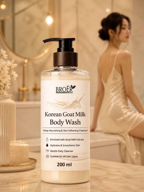 BROER Skin Whitening Korean Goat Milk Body Wash Hydrating Smooth Skin Deep Nourishing