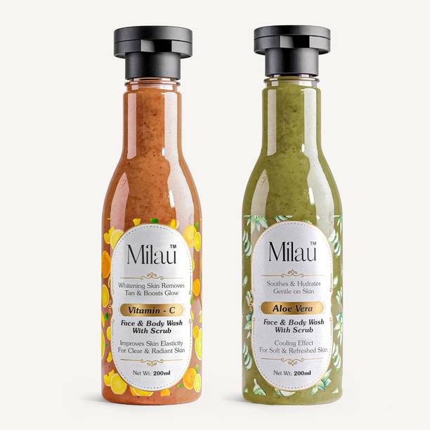 Milau professional Aloe Vera & Vitamin C Body Wash Combo, Hydration & Glow, 2x200ml