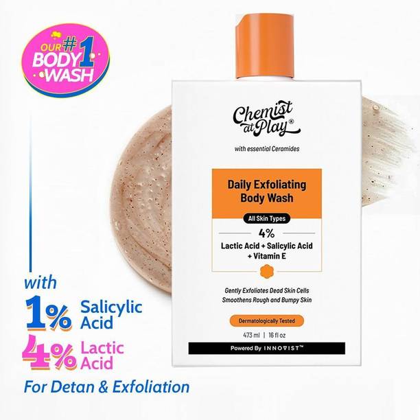 Chemist at Play Exfoliating Body Wash - Lactic Acid, Salicylic Acid | Shower Gel for Women & Men
