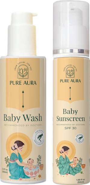 Pure Aura Baby Sun Safe Duo | SPF 30 Sunscreen & Gentle Wash | Nourishing Sun Protection