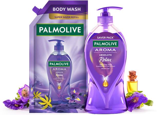 PALMOLIVE Body Wash - Absolute Relax Pump Bottle (750ml) & Absolute Relax Refill (750ml)