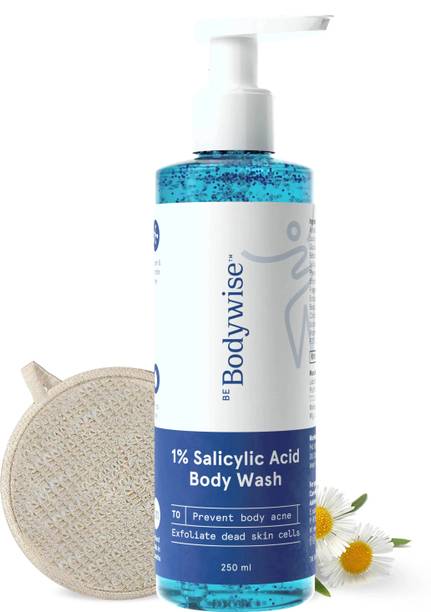 Be Bodywise 1% Salicylic Acid Body Wash 250ml with Natural Loofah for Body Acne | Shower Gel