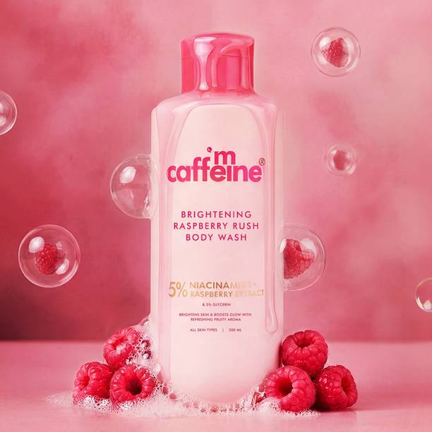 mCaffeine Brightening Raspberry Rush Body Wash, Brighter Skin with Fruity Raspberry Aroma
