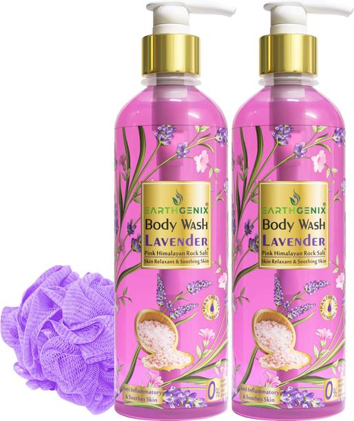 Earthgenix Body Wash Lavender + Pink Himalayan Salt, (Loofah Free)