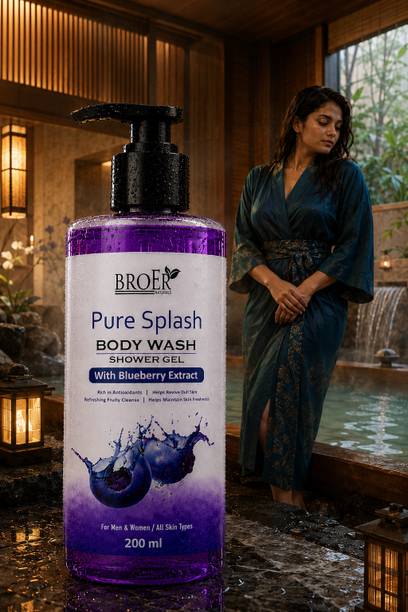 BROER Pure Splash Blueberry Shower Gel Refreshing Body Wash Smooth Skin Moisture Care