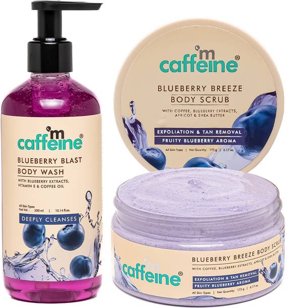 mCaffeine Blueberry Blast Detan & Cleanse Duo for Glowing Skin| Exfoliates & Softens