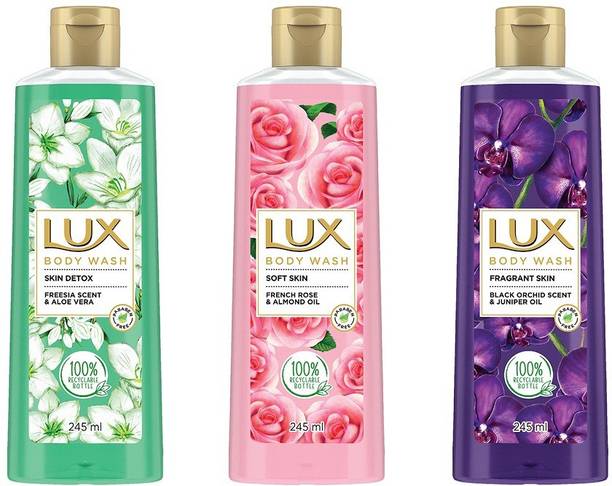 LUX Shower Gel Freesia & Aloe Vera, French Rose & Almond Oil, Black Orchid & Juniper Oil