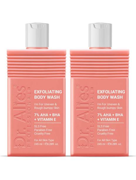 Dr. Alies Professional 7% AHA BHA De-Tan Body Wash | Glycolic & Salicylic Acid Shower Gel (PACK-2)