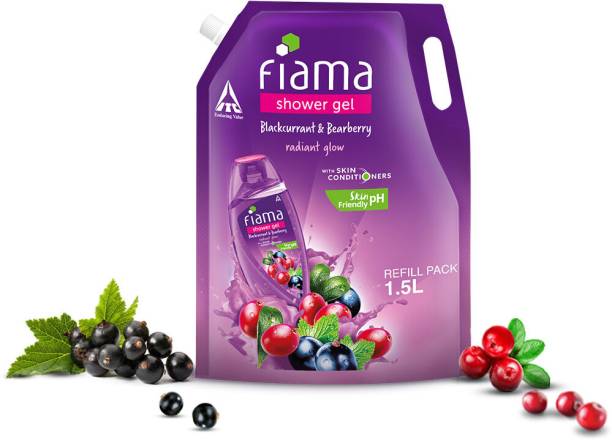FIAMA Body Wash Shower Gel Blackcurrant & Bearberry Value Pouch, For Moisturized Skin