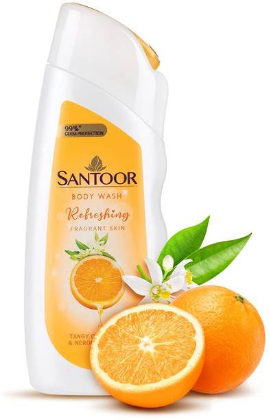 Santoor Refreshing Skin Body Wash, With Tangy Orange Oil & Neroli Extracts 230ml