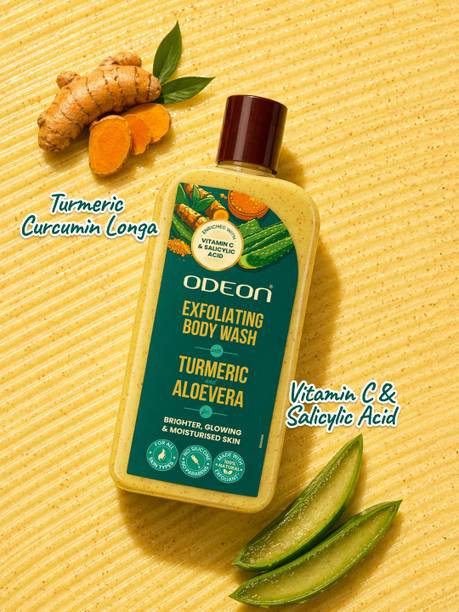 ODEON Turmeric & Aloe Vera Exfoliating Body Wash I Enriched with Vitamin C