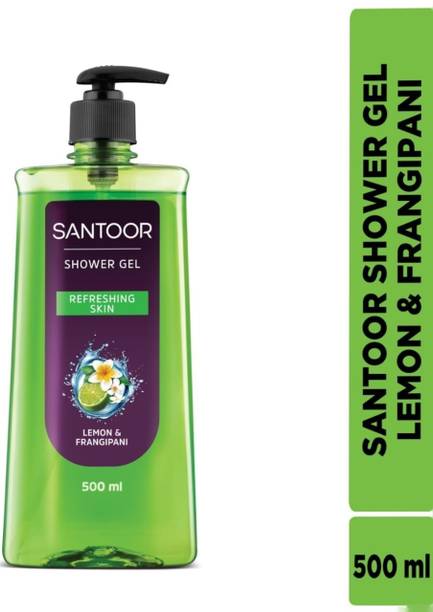 Santoor Shower Gel Lemon and Frangipani For Refreshing Skin.