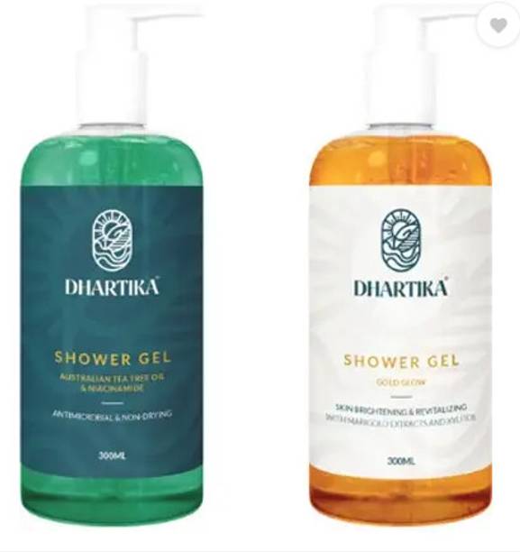 Dhartika Tea Tree Niacinamide & Gold Glow Glycerin Shower Gel | Combo Pack