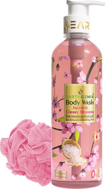 Earthgenix Body Wash Japanese Cherry Blossom + Pink Himalayan Rock Salt (+Loofah)