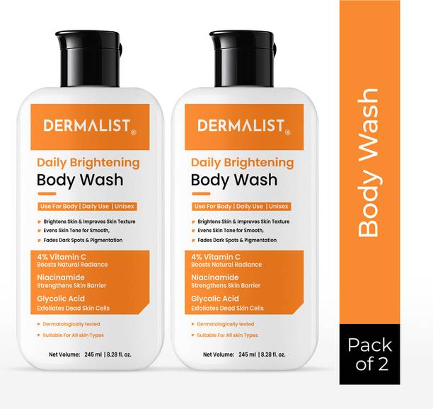 Dermalist Brightening Body Wash - 4% Vitamin C + Niacinamide Shower Gel for Women & Men