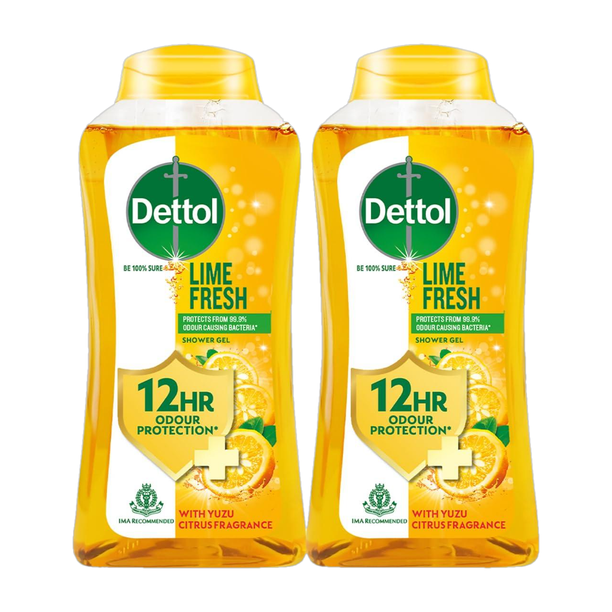 Dettol Lime Fresh Body Wash Combo and Shower Gel for Men, Women, protects from bacteira 2 x 250 g