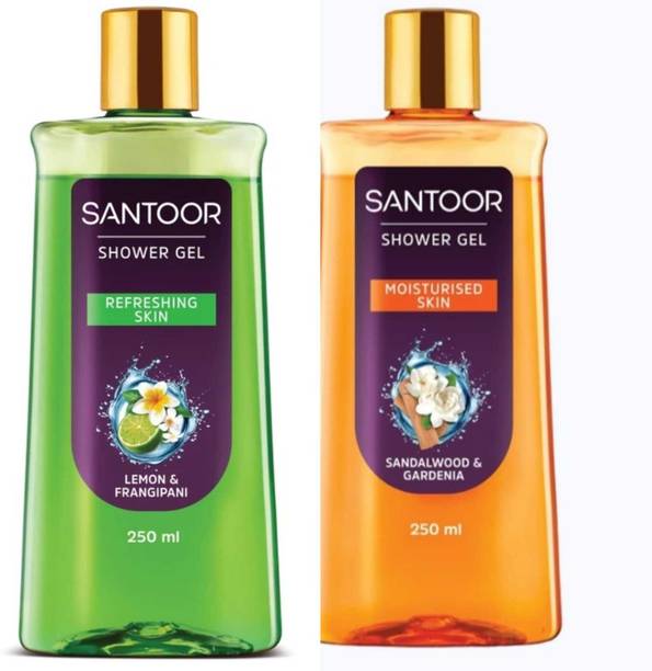 Santoor Sandalwood Gardenia With Lemon Frangipani Shower Gel - (250ML+250ML)= 500ML