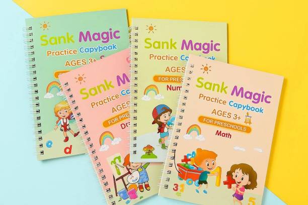 Jigshtial Magic Handwriting Letter Tracing Book for Kids, 4 Books, Pen, Grip & 10 Refills Paper Book End