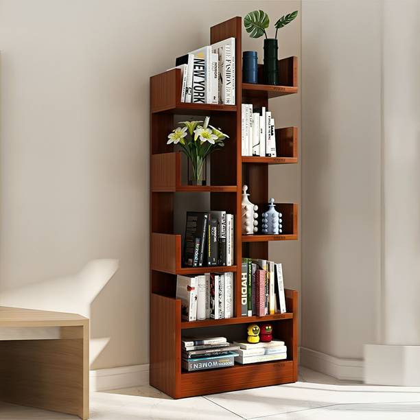 COROID Wooden Large 8-Tier Open Bookshelf Rack Showcase Organizer for Living Study Room Engineered Wood Close Book Shelf