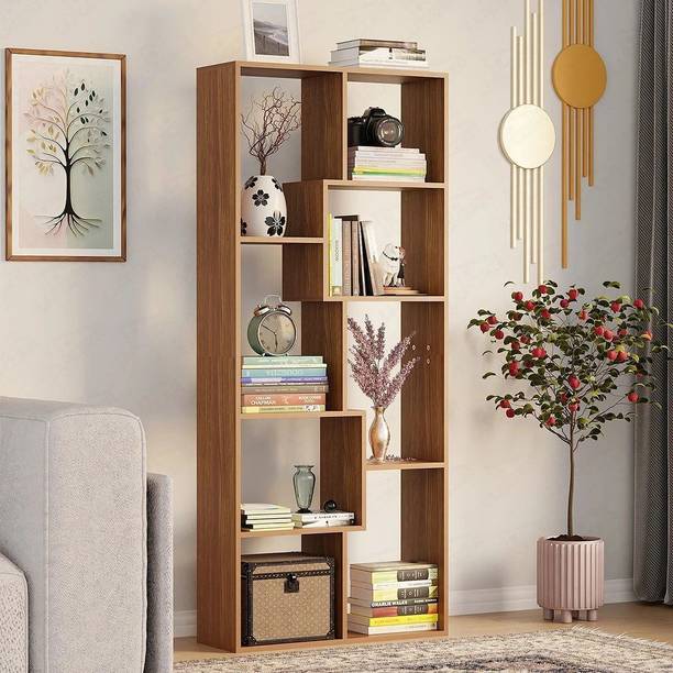 LUKZER 8 Shelves Modern Bookshelf with Storage Display Rack (MR-004) Engineered Wood Open Book Shelf