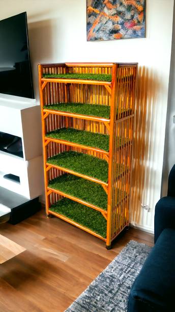 EVRA Wooden,Cane Rack Book Shelf for Office,Utility Planter Multipurpose Storage Rack Engineered Wood Semi-Open Book Shelf