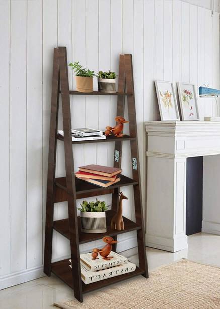 एसबीएफ फर्नीचर Plank Reno Engineered Wood Ladder Book Shelf and Display Unit इंजीनियर वुड खुला पुस्तक शेल्फ